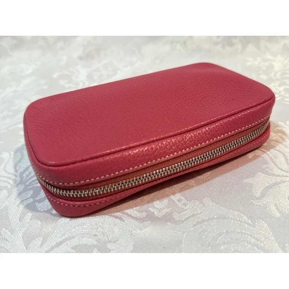 Coach hot pink zip wallet suede-lined multiple zipper compartments. 6